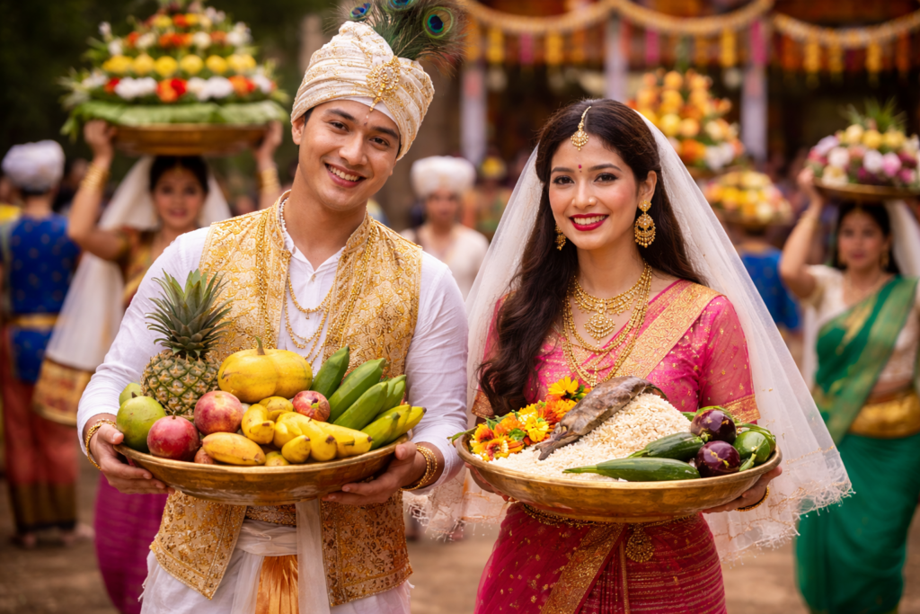 Cheiraoba – Manipuri New Year Celebrations cheiraoba celebration with traditional offerings