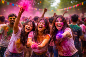 holi celebration in vibrant colors