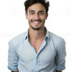 ai generated portrait of a young man smiling expression studio shot isolated white background ai generative photo