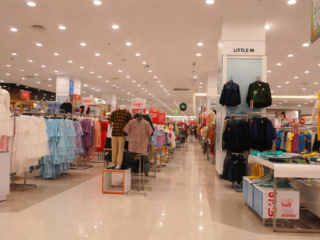 bright fashion finds in store aisle