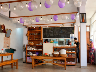 cozy cafe with rustic charm